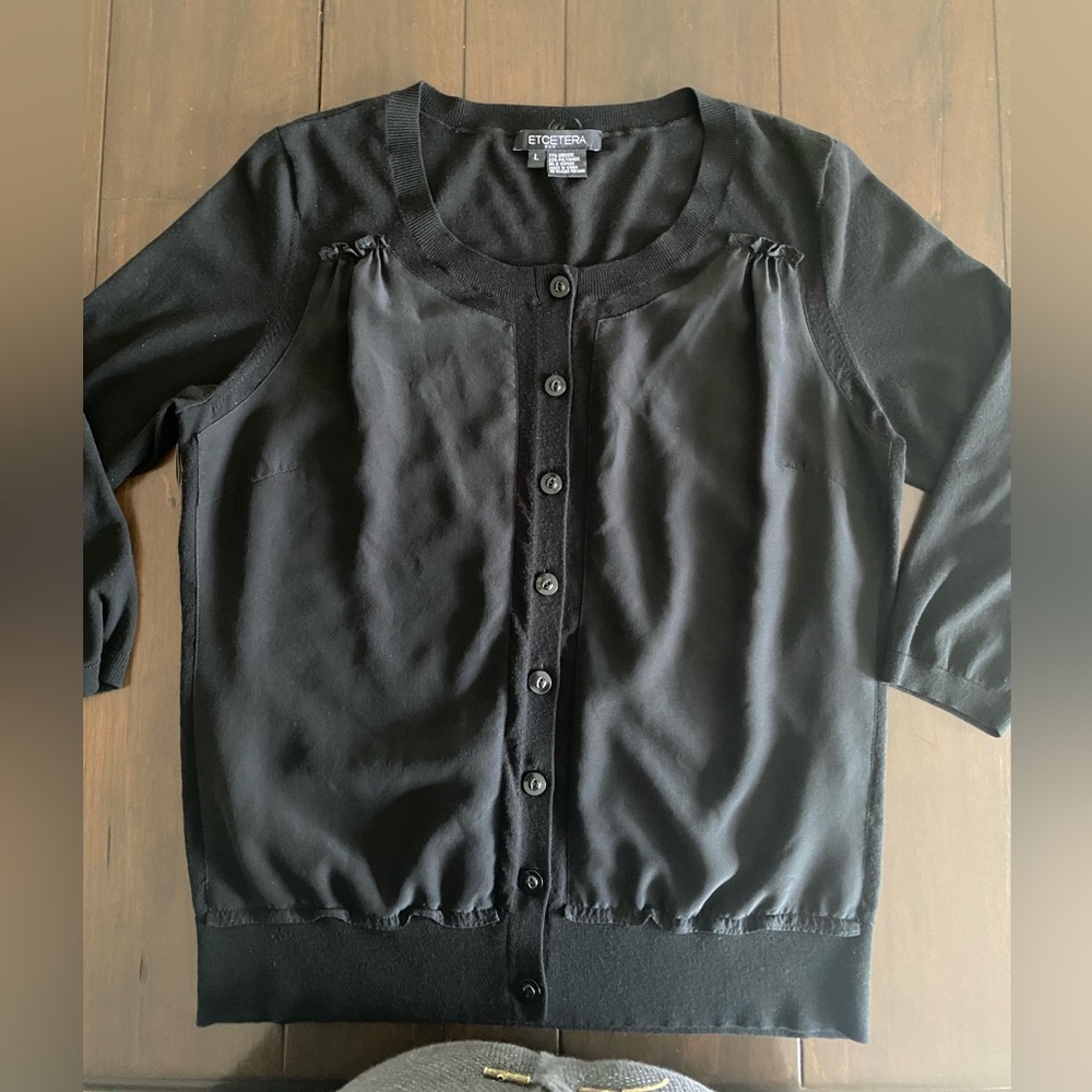 Black Etcetera Cardigan Large EUC